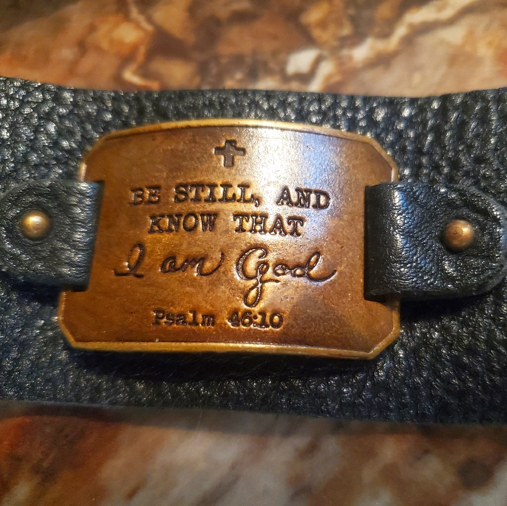 Beautiful scripture leather with metal plate